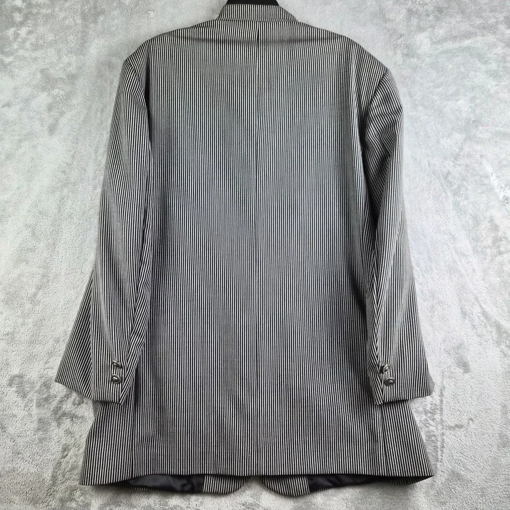 Zanetti Blazer Jacket Vest Grey Black Stripe Moda Biella Extra Fine Merino Italy